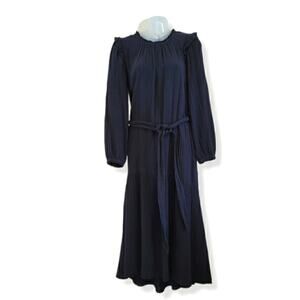 Xirena Mia Dress Black Maxi Gauze Long Sleeve Lightweight Ruffle Size Medium